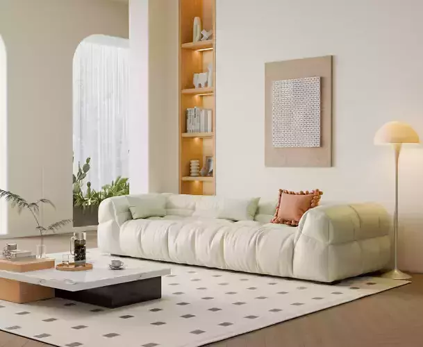 Modern Creamy Style Living Room 3D model