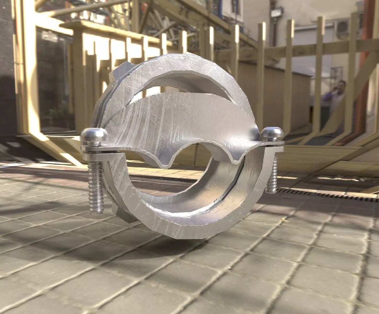 Industrial Split Pipe Clamp Low Poly Modular for VR and Games Low-poly 3D model