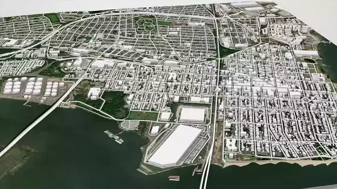 Cityscape Perth Amboy New Jersey United States 3D model 5