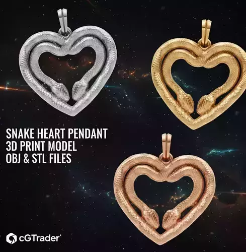 Snake Heart Pendant  Eternal Serpent Jewelry 3D Print Model