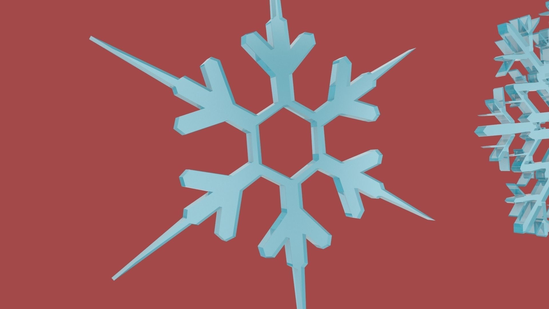Xmas Snow Flakes Low-poly 3D model_4