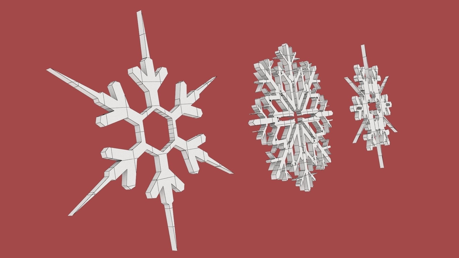 Xmas Snow Flakes Low-poly 3D model_6