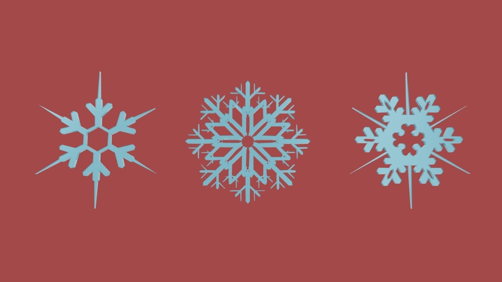 Xmas Snow Flakes Low-poly 3D model_1
