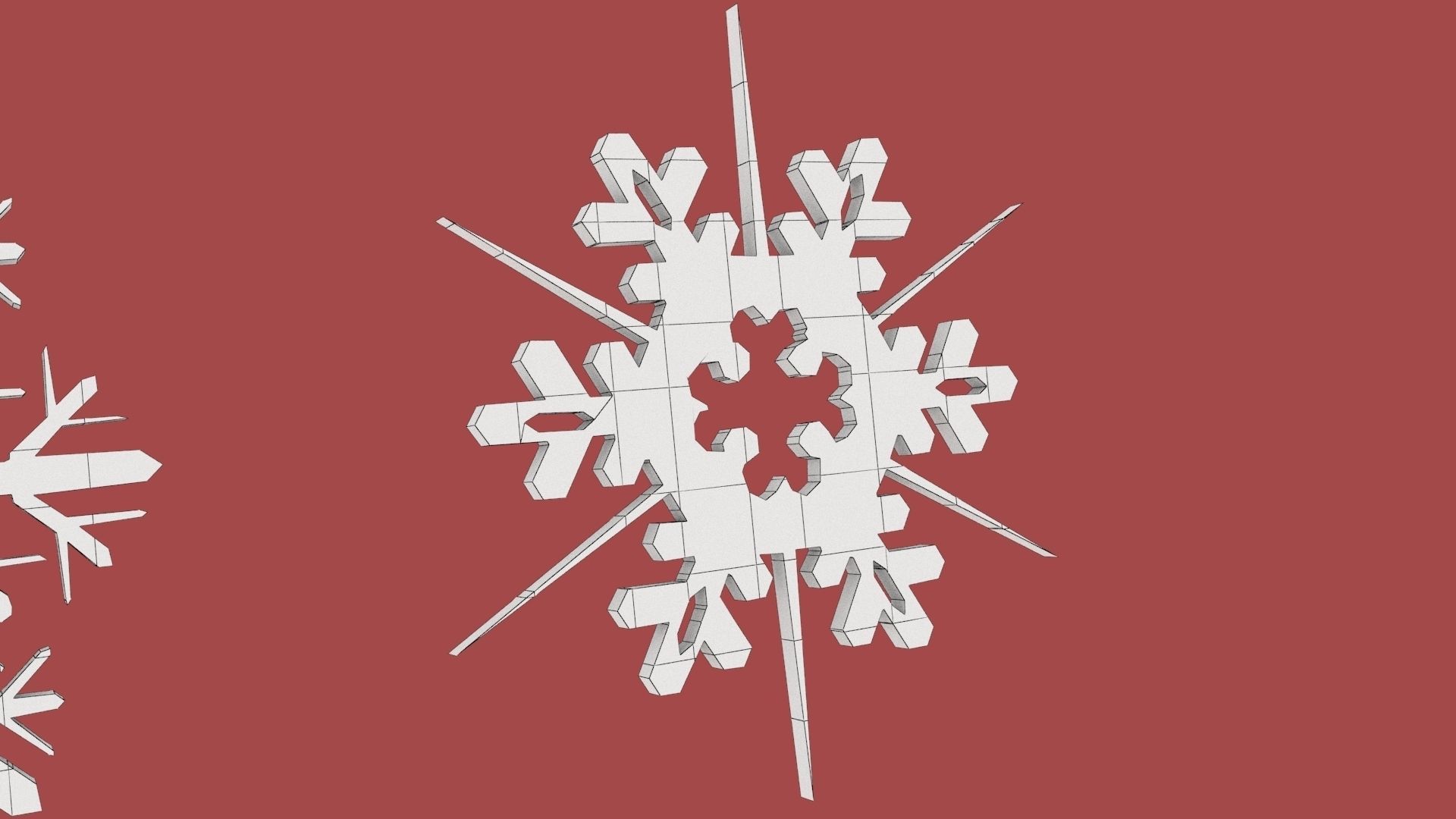 Xmas Snow Flakes Low-poly 3D model_8