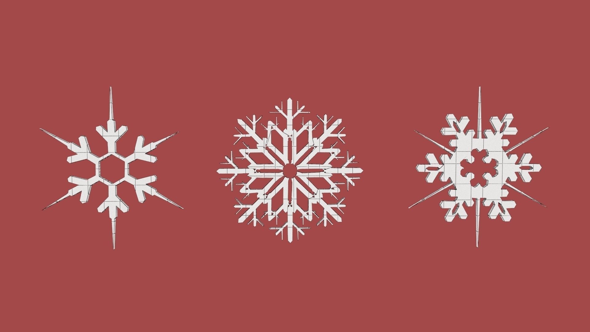 Xmas Snow Flakes Low-poly 3D model_5