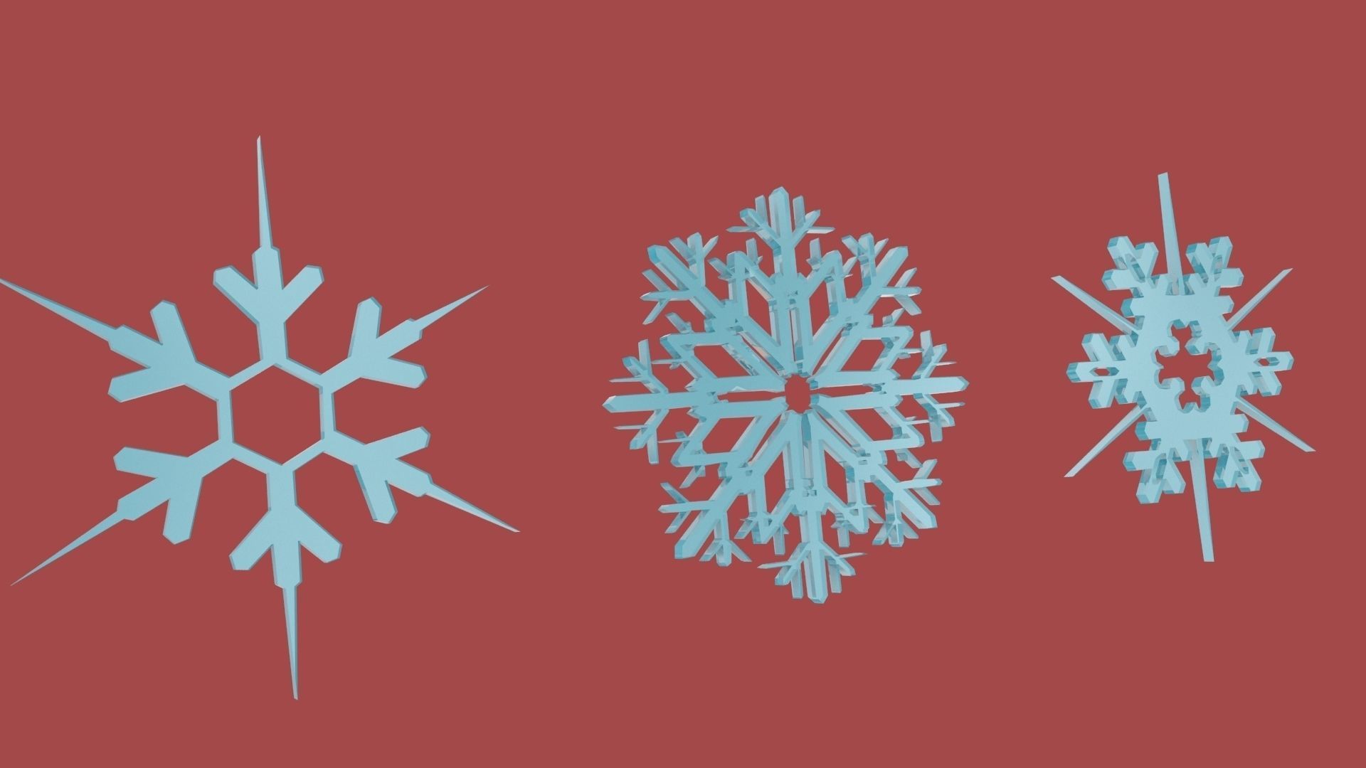 Xmas Snow Flakes Low-poly 3D model_2