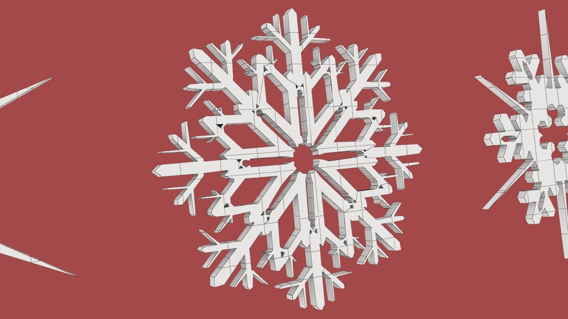 Xmas Snow Flakes Low-poly 3D model_7