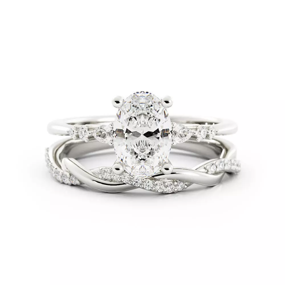 Oval Solitaire Engagement With Twisted Band SET 3dm 3D print model