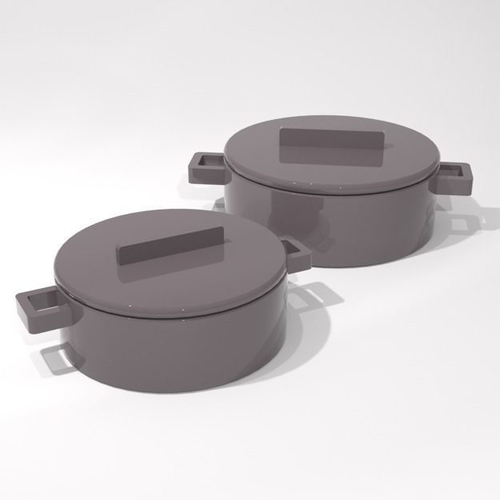 Ceramic casserole dishes Low-poly 3D model