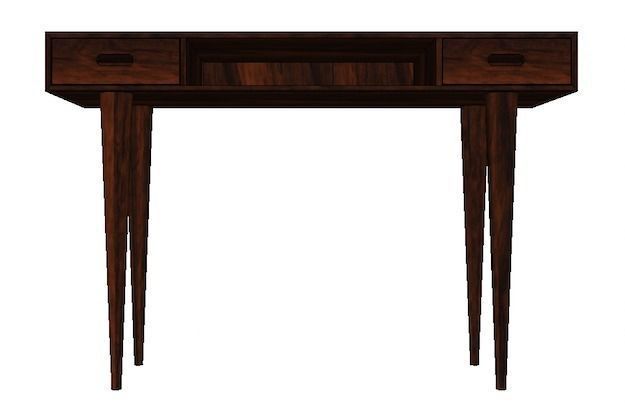 walnut console table Low-poly 3D model_2