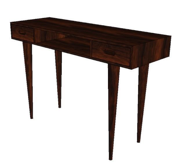 walnut console table Low-poly 3D model_3