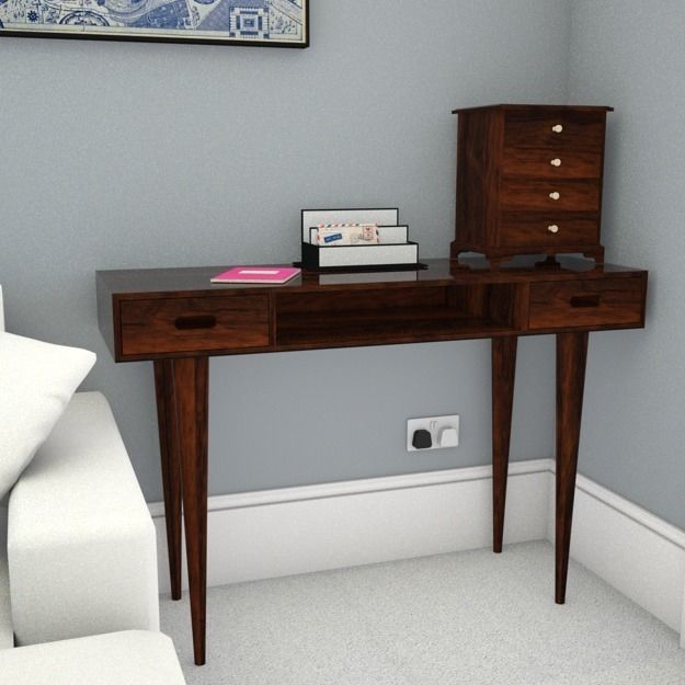 walnut console table Low-poly 3D model_1