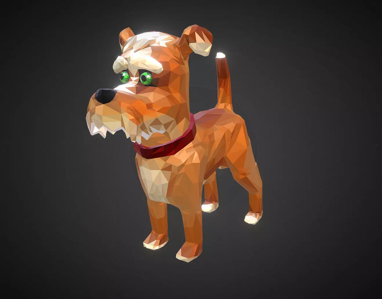 Cartoon Dog Low Polygon Art Farm Animal Low-poly 3D model