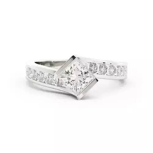 Princess Cut Solitaire Engagement Ring 3dm 3D print model