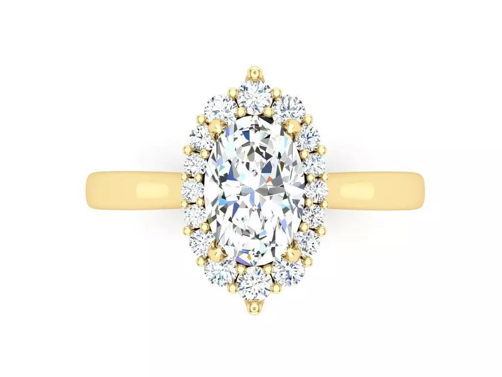 Oval Solitaire With Elongated Halo Engagement Ring 3dm 3D print model