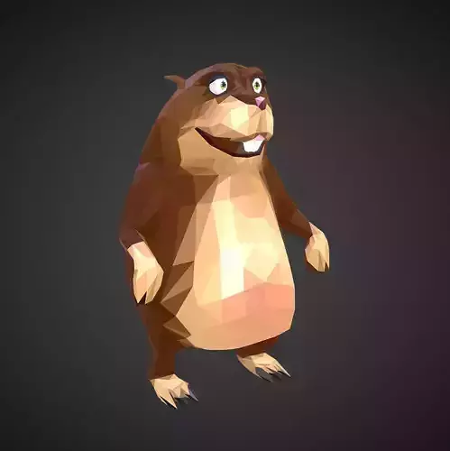 Gopher Cartoon Low Polygon Art Farm Animal Low-poly 3D model