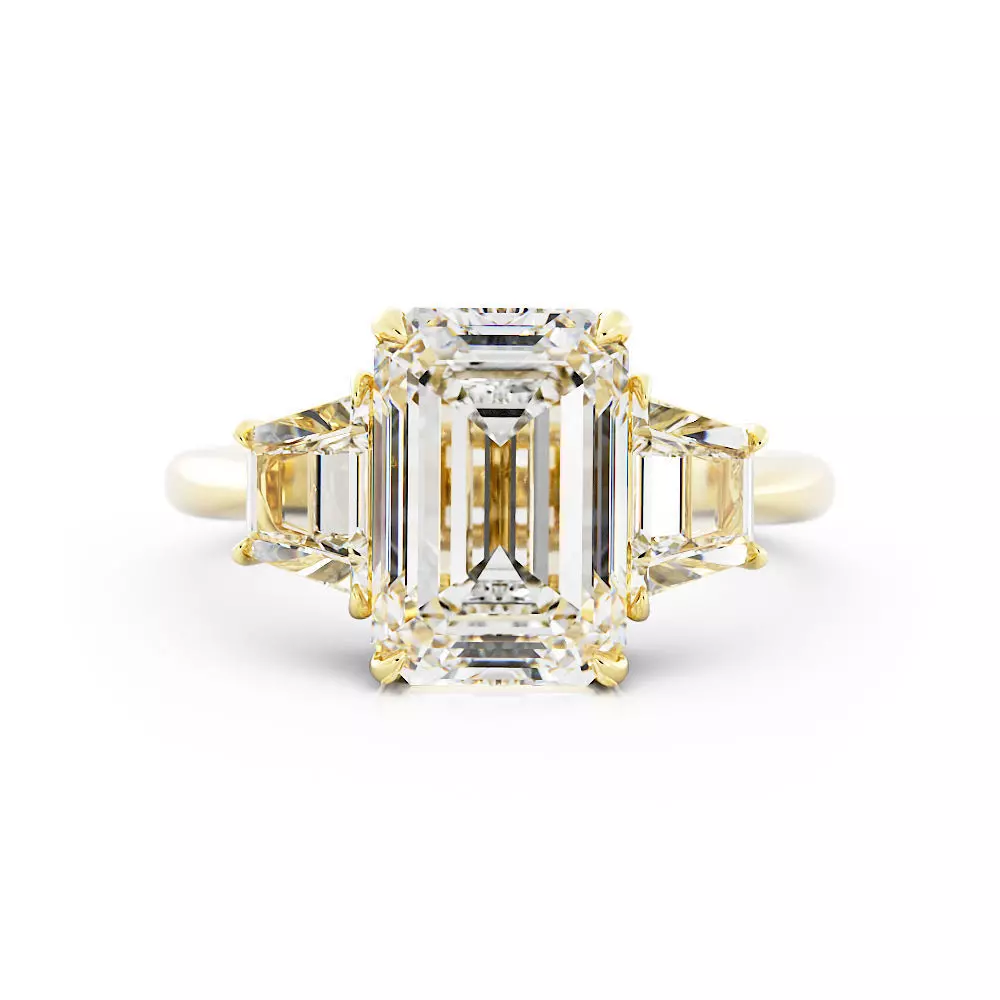 Emerald Cut Engagement Ring with Trapezoid 3dm 3D print model