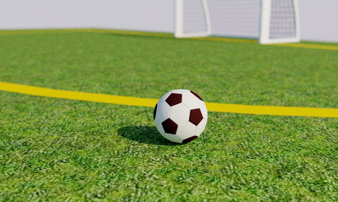 Playing field football soccer Low-poly 3D model_2