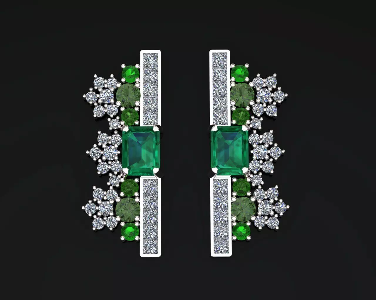High jewellry emelad earing 3D print model