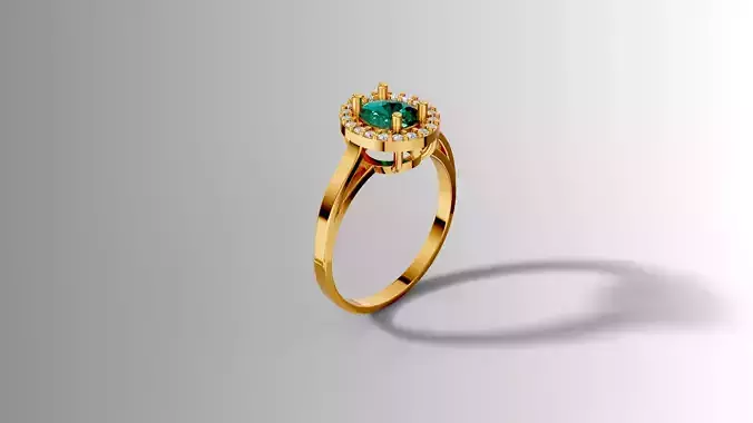 Emerald Halo Ring Luxury Fine Jewelry CAD Model 3D print model