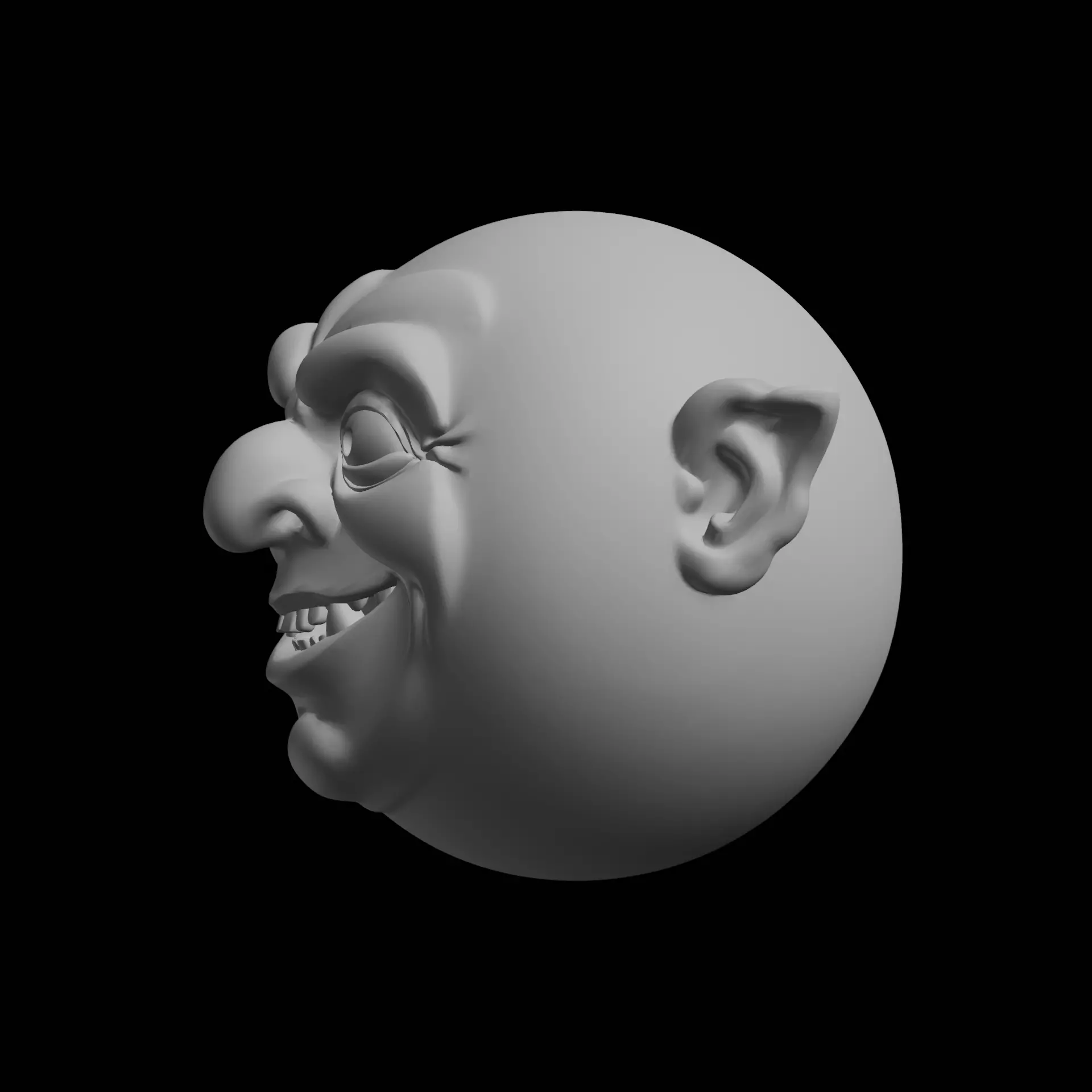 Grinning Goblin Head Fantasy Character Bust 3D print model