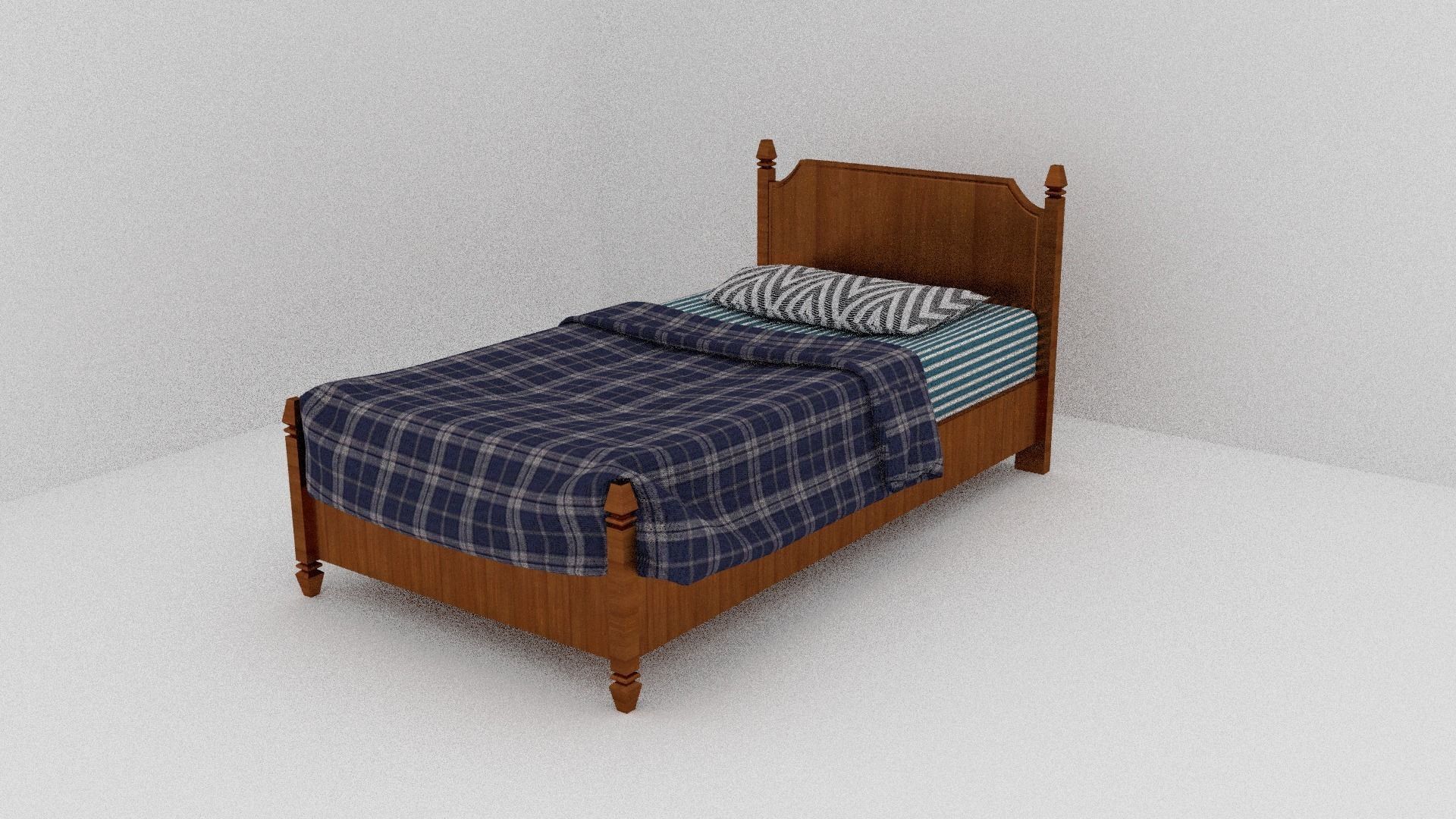 Simple bed 3D model_7