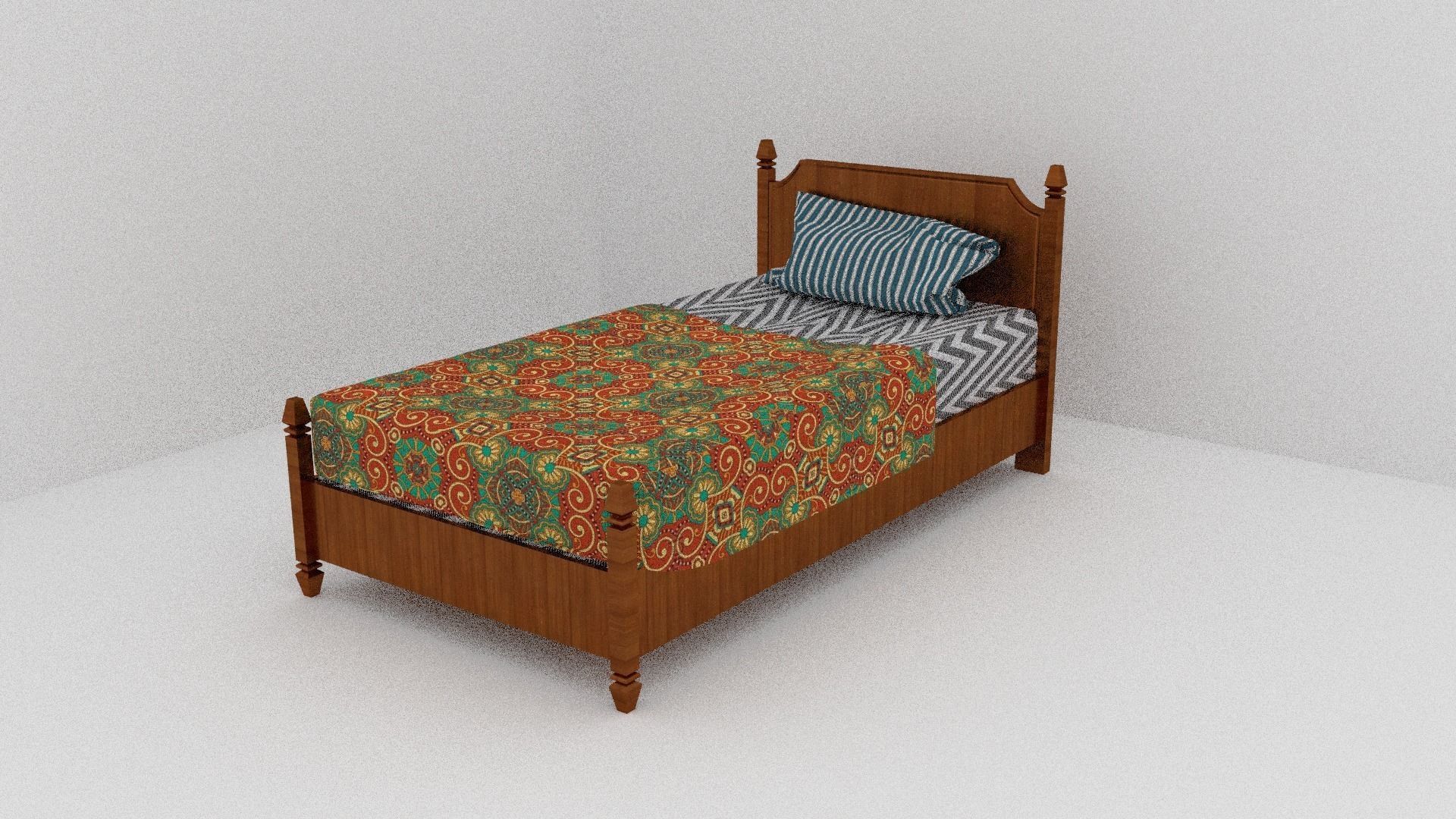 Simple bed 3D model_2