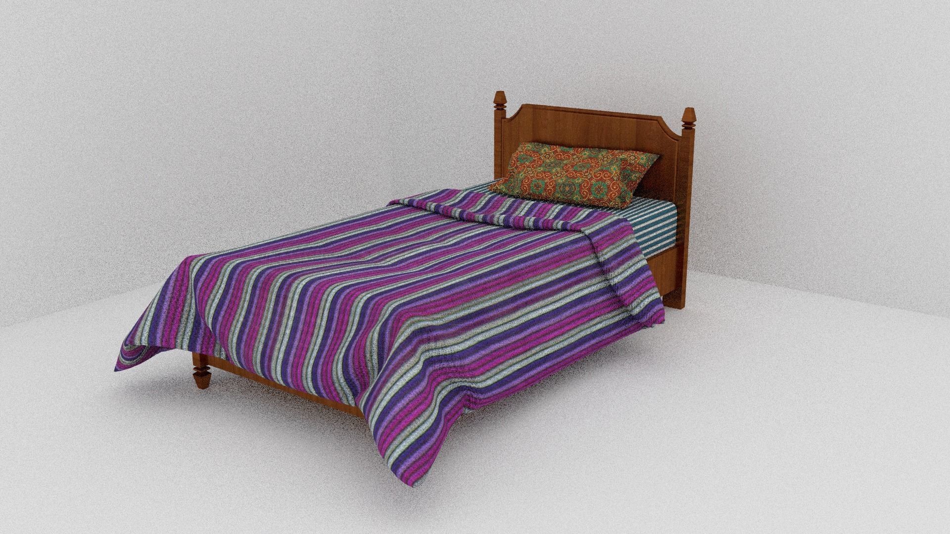 Simple bed 3D model_3