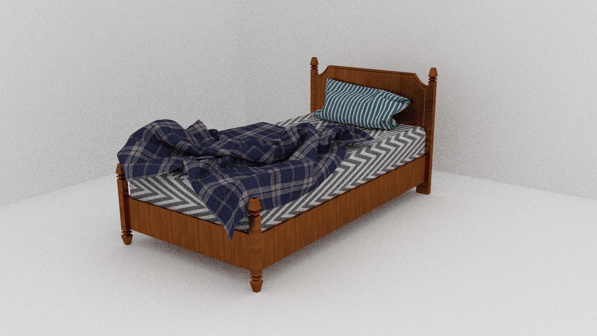 Simple bed 3D model_1