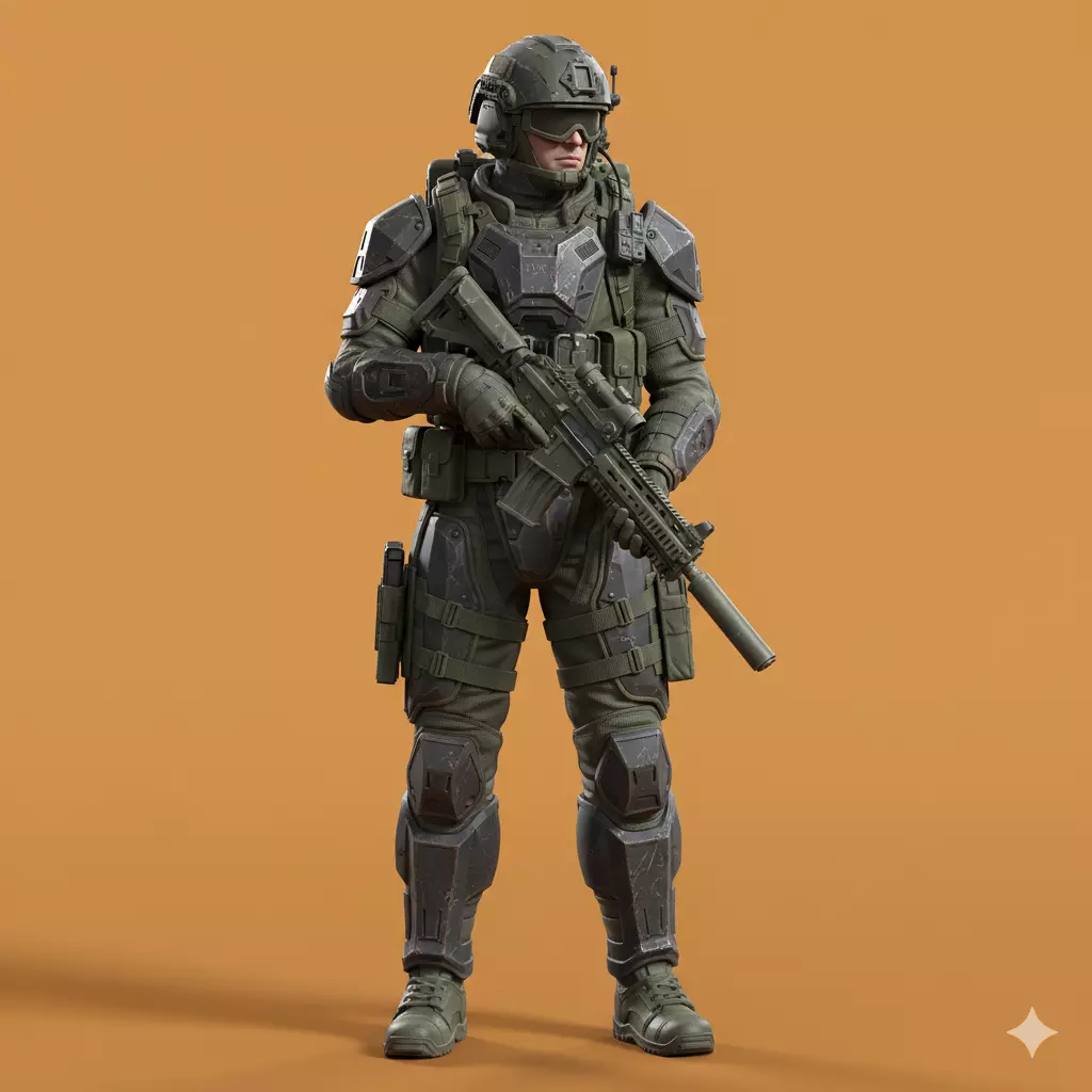 Grimdark Sci-Fi Shock Commander Miniature Free 3D model