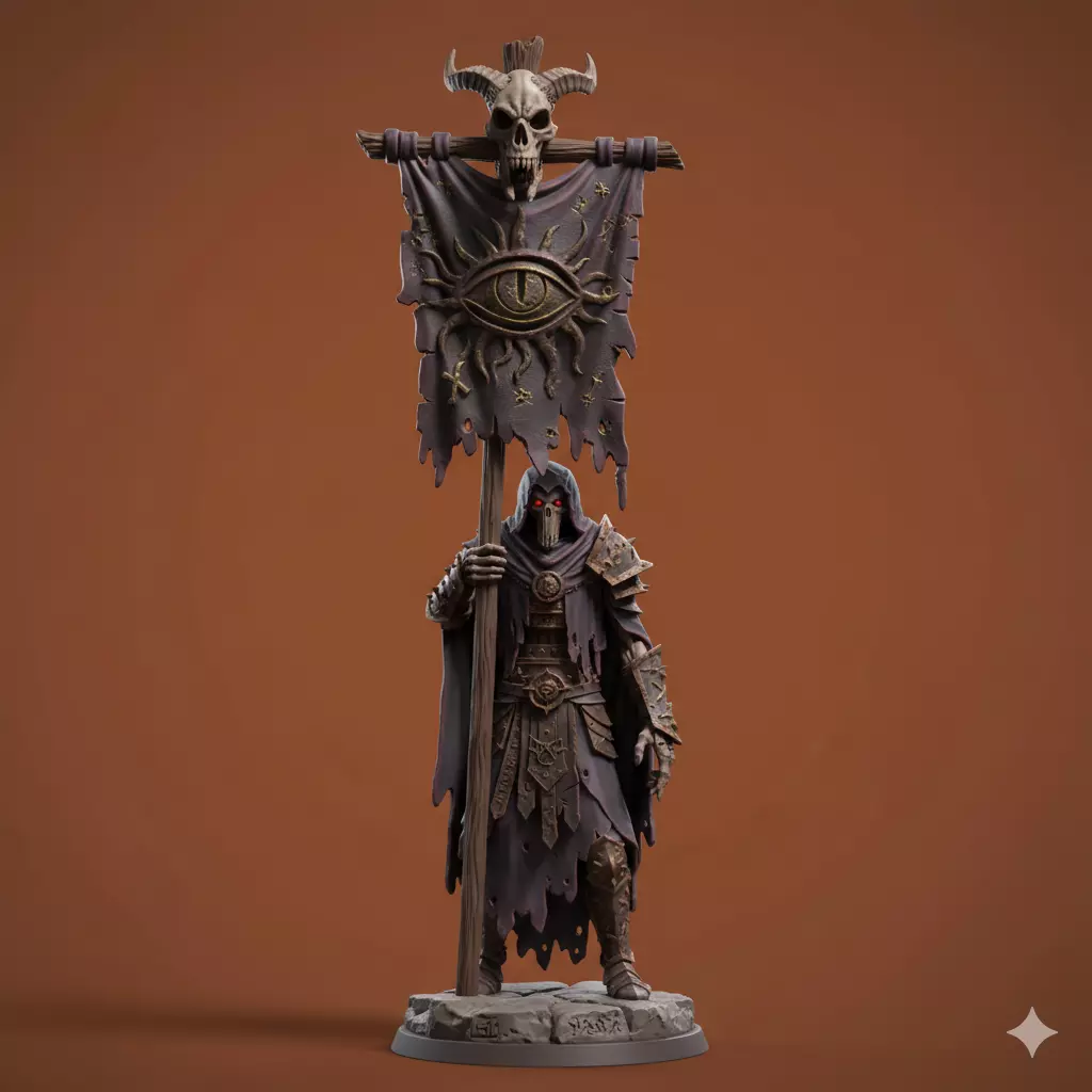 Grimdark Sci-Fi Warlord Character 3D Print Miniature Free 3D model
