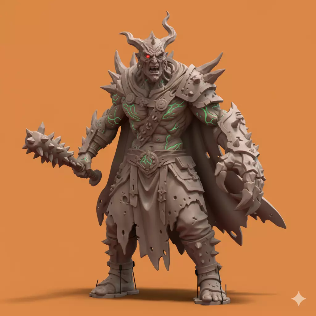 Gothic Grimdark Battle Monk Sci-Fi Miniature Free 3D model