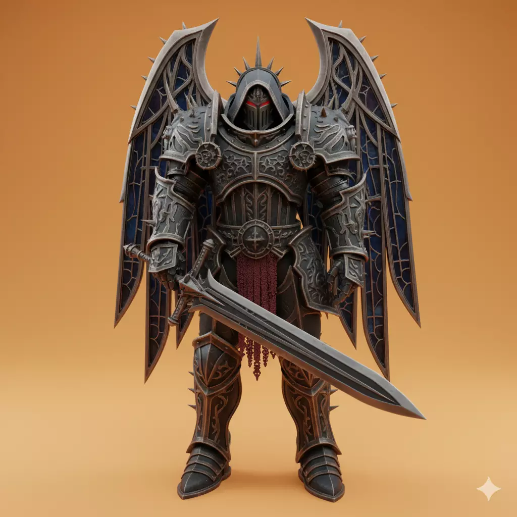 Grimdark Sci-Fi Power Armored Warrior Miniature Free 3D model