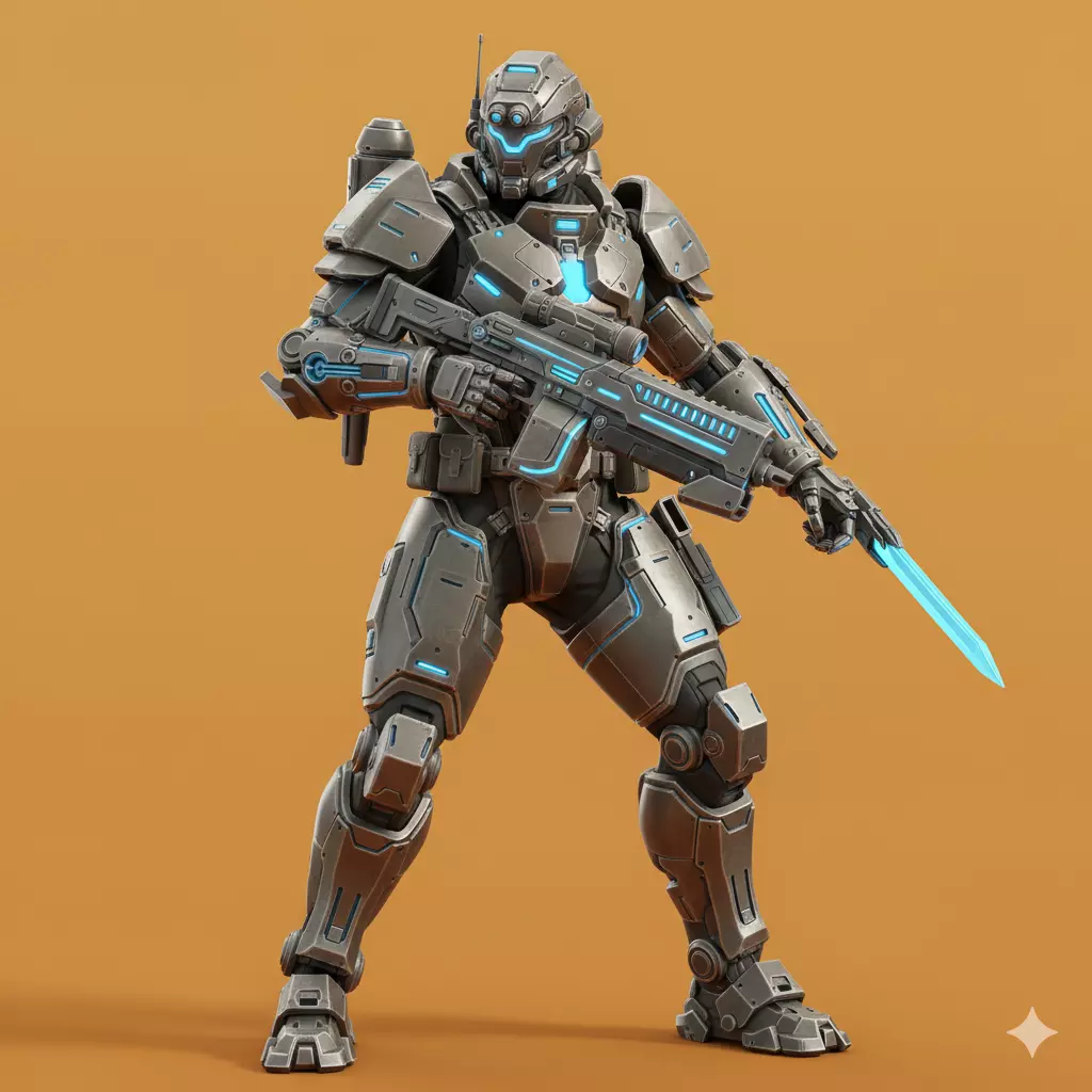 Grimdark Sci-Fi Heavy Infantry Miniature STL Free 3D model