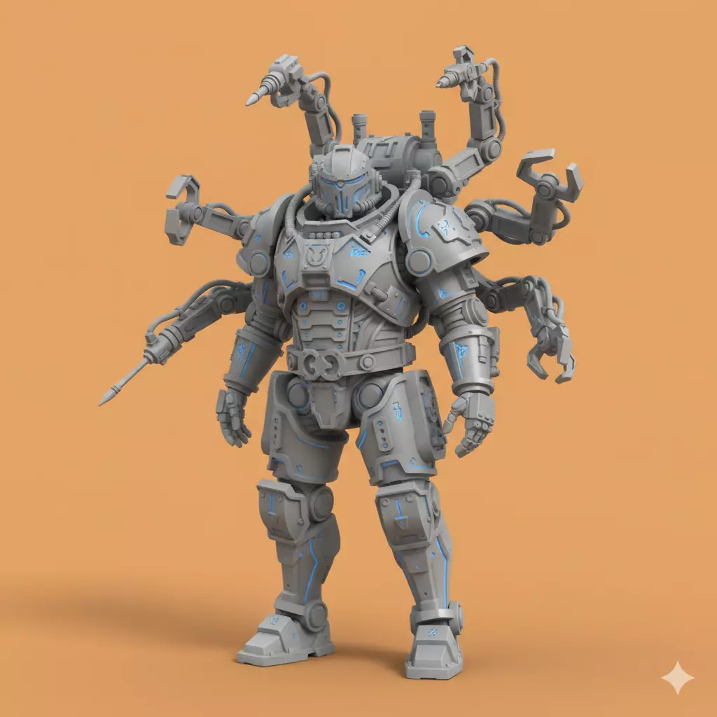 Gothic Grimdark Space Trooper 32mm Scale Miniature Free 3D model
