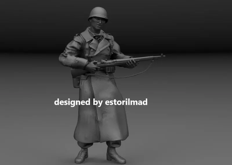 WW2 AMERICAN SOLDIERS WINTER BASTOGNE ACTION v2 3D print model