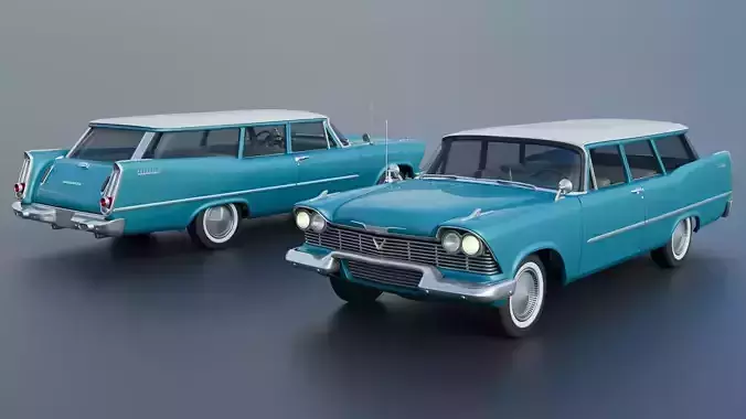 Plymouth Suburban 2Door 1958 3D print model 2