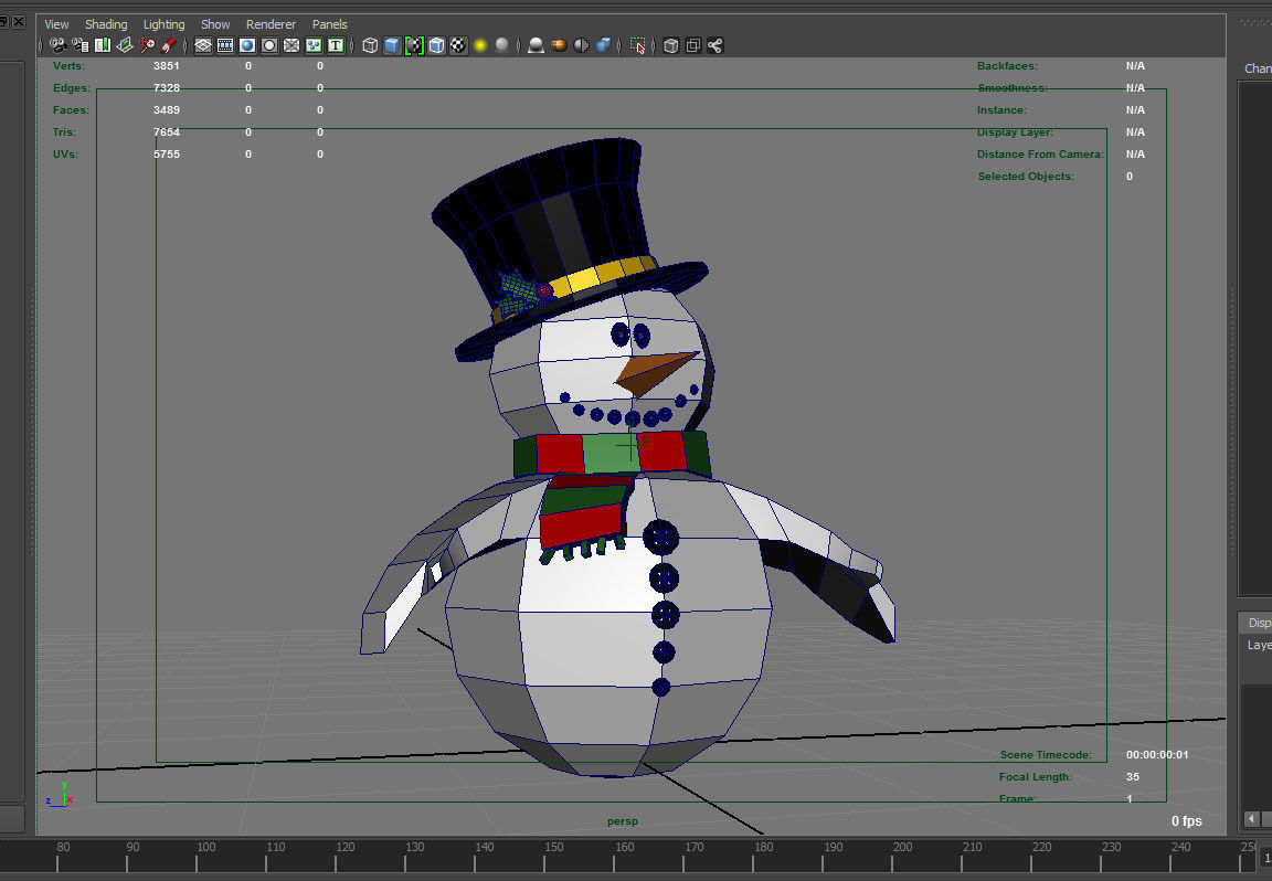 Xmas Snowman Puppet Low-poly 3D model_9