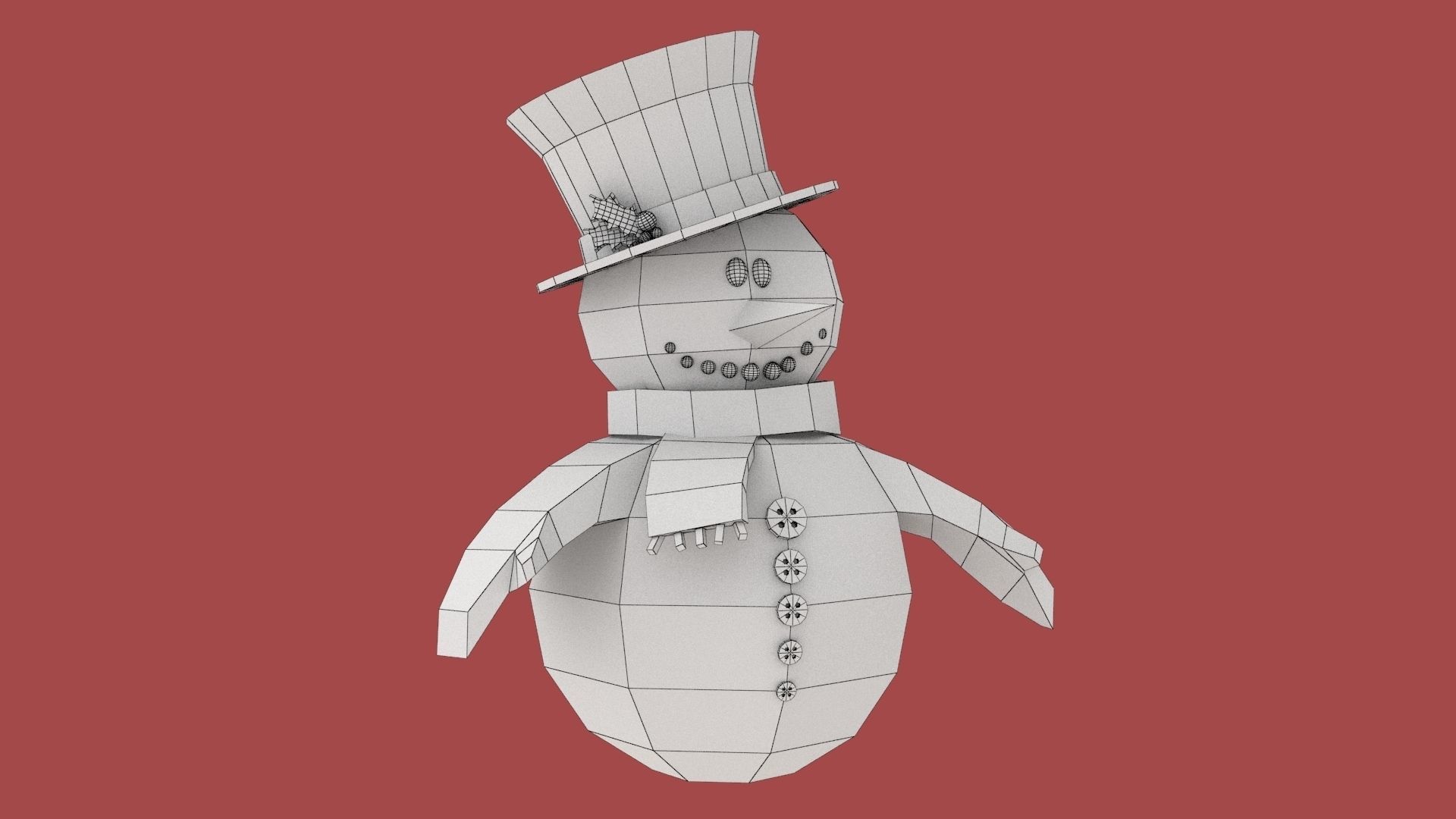 Xmas Snowman Puppet Low-poly 3D model_6