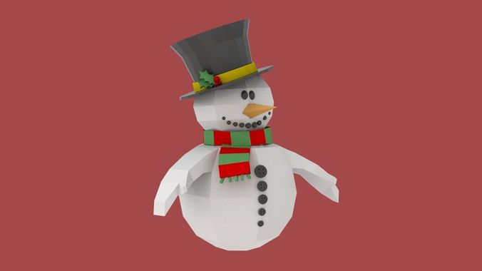 Xmas Snowman Puppet Low-poly 3D model