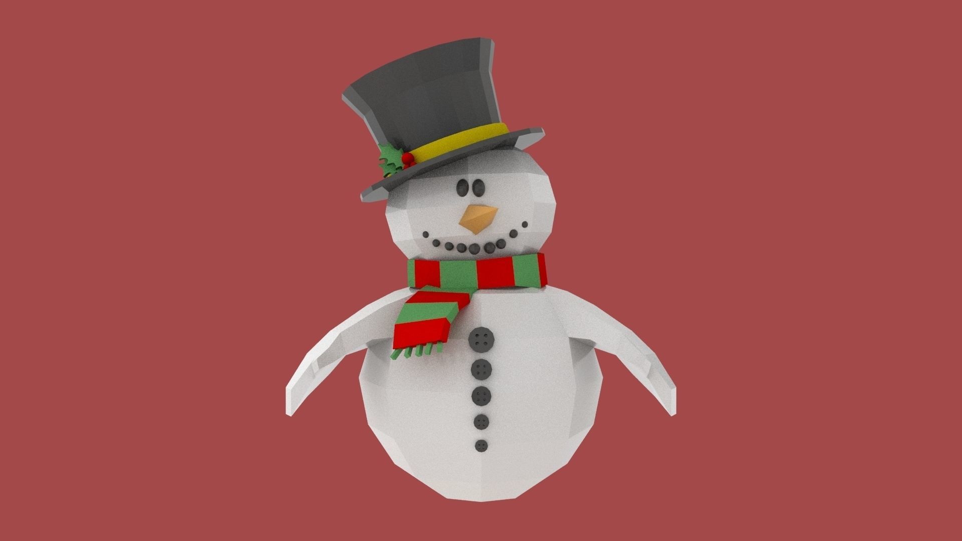Xmas Snowman Puppet Low-poly 3D model_4