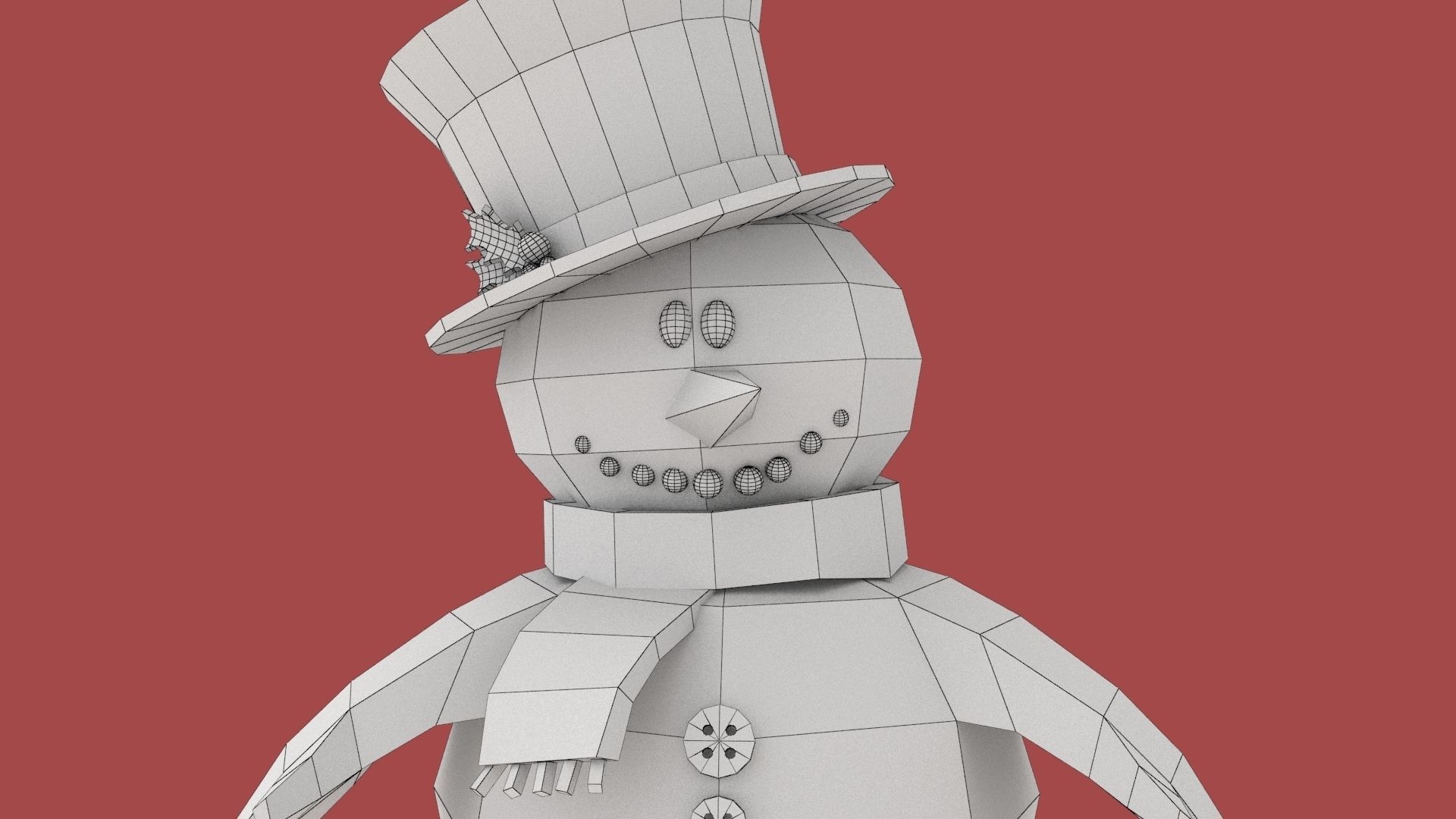 Xmas Snowman Puppet Low-poly 3D model_7