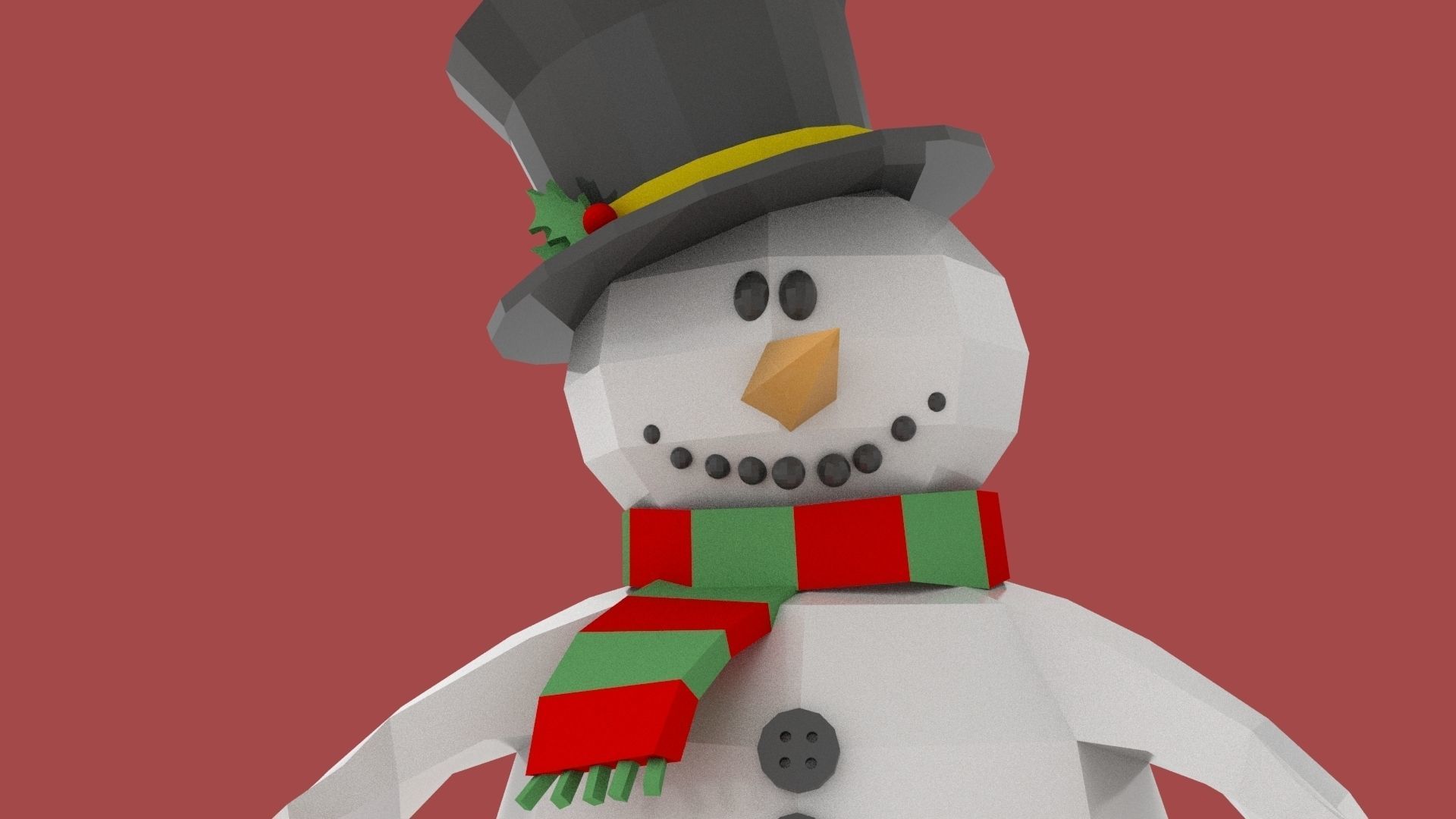 Xmas Snowman Puppet Low-poly 3D model_2