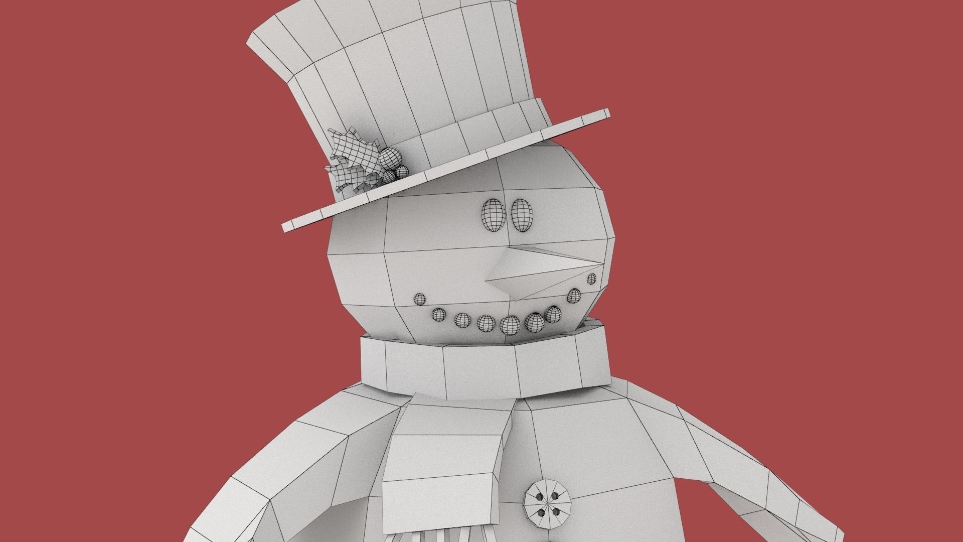 Xmas Snowman Puppet Low-poly 3D model_8