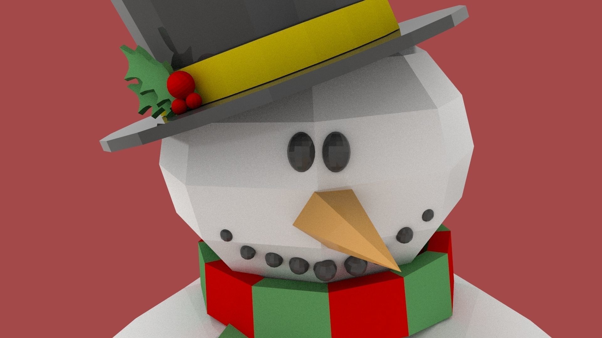 Xmas Snowman Puppet Low-poly 3D model_3