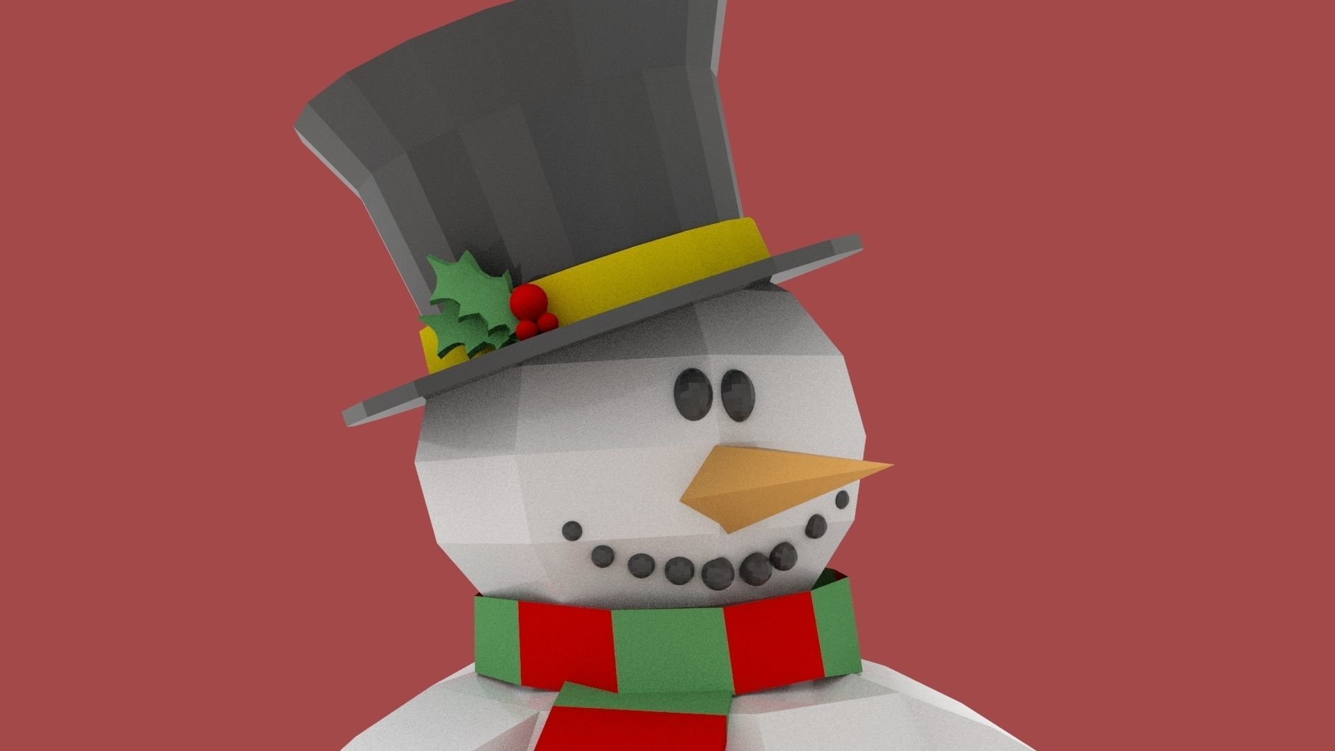 Xmas Snowman Puppet Low-poly 3D model_1