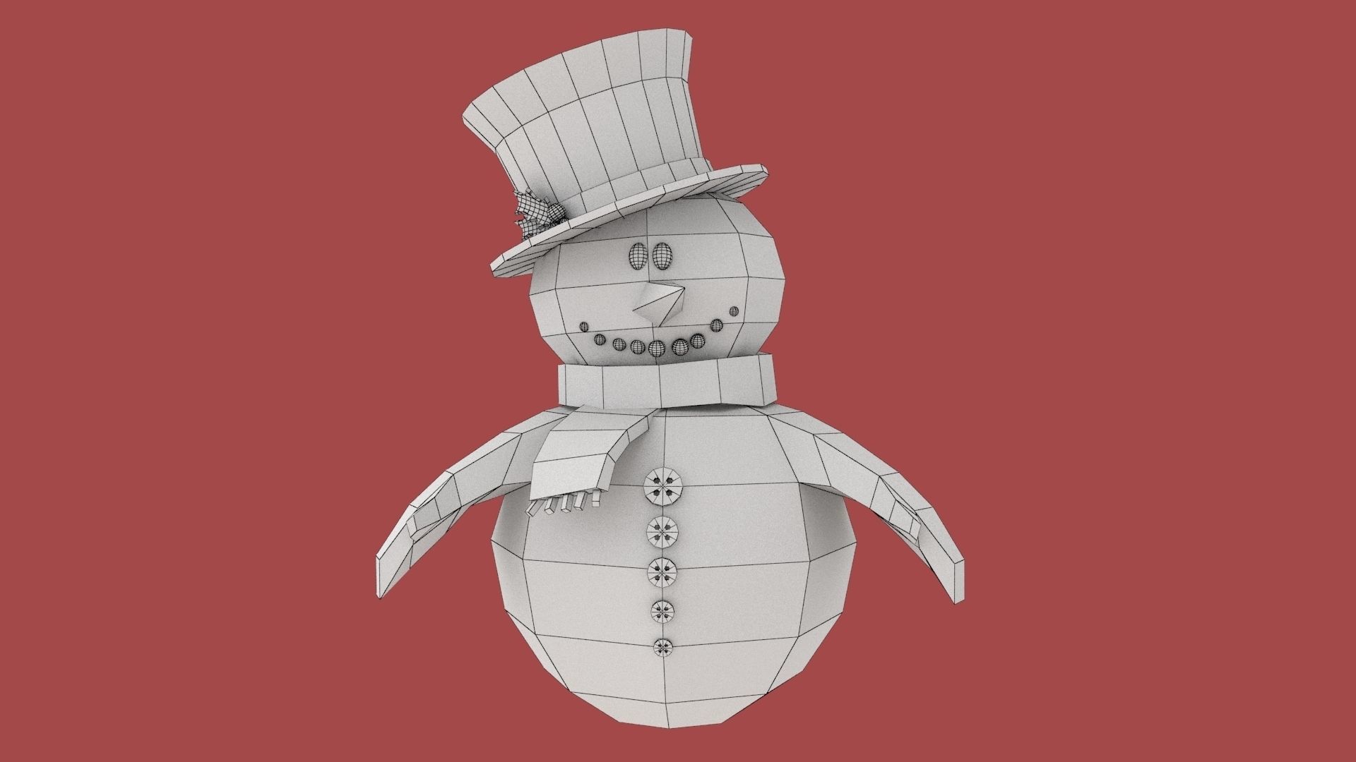 Xmas Snowman Puppet Low-poly 3D model_5