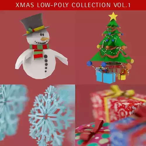 Xmas lowpoly elements vol1 Low-poly 3D model
