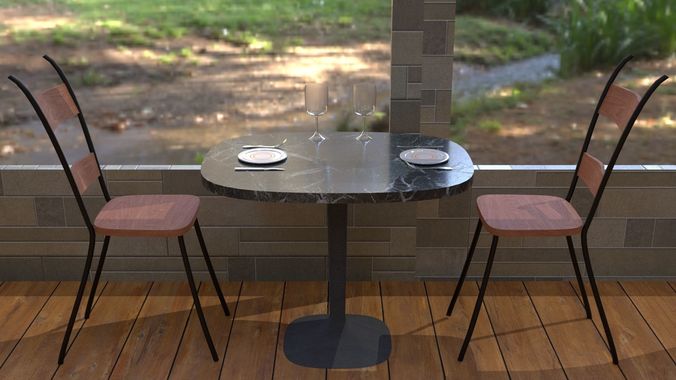 Cafe Dining Collection Low-poly 3D model
