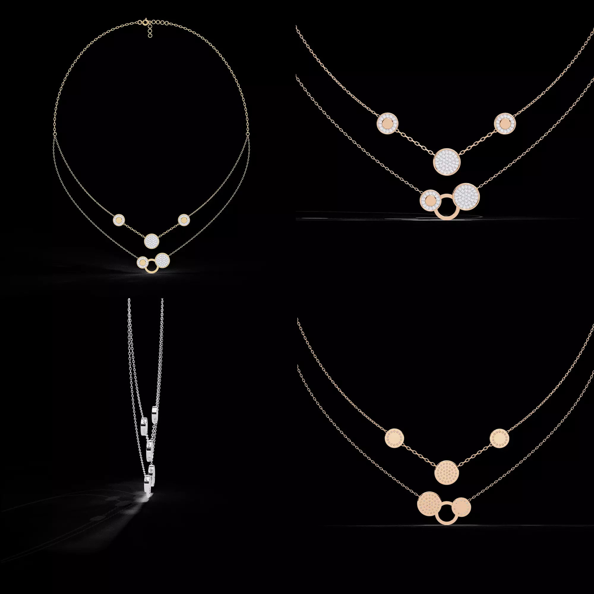 Luxury Multi Circle Layered Necklace Jewellery CAD 3DM STL 3D print model